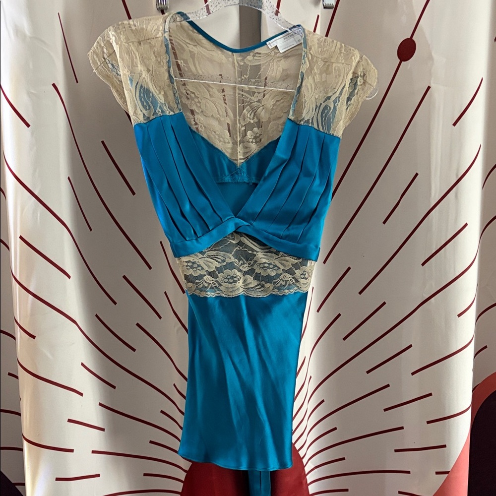 To the Max Teal and Cream Lace Camisole